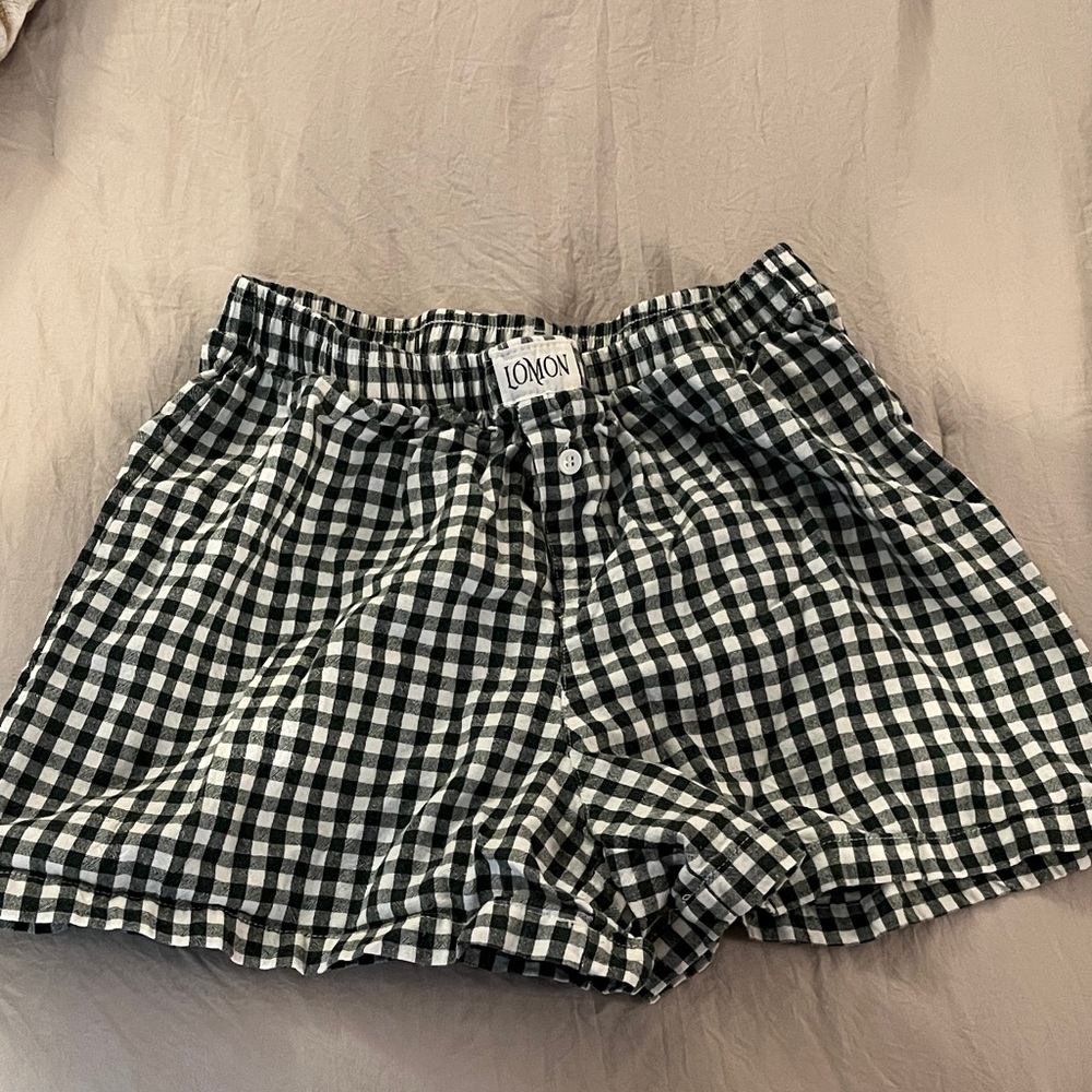 Green & White Gingham Women’s Pajama Shorts
